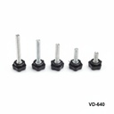 VD-640 Pomo de sujeción M4, tornillo de mariposa, cabeza de plástico, 5 brazos Negro