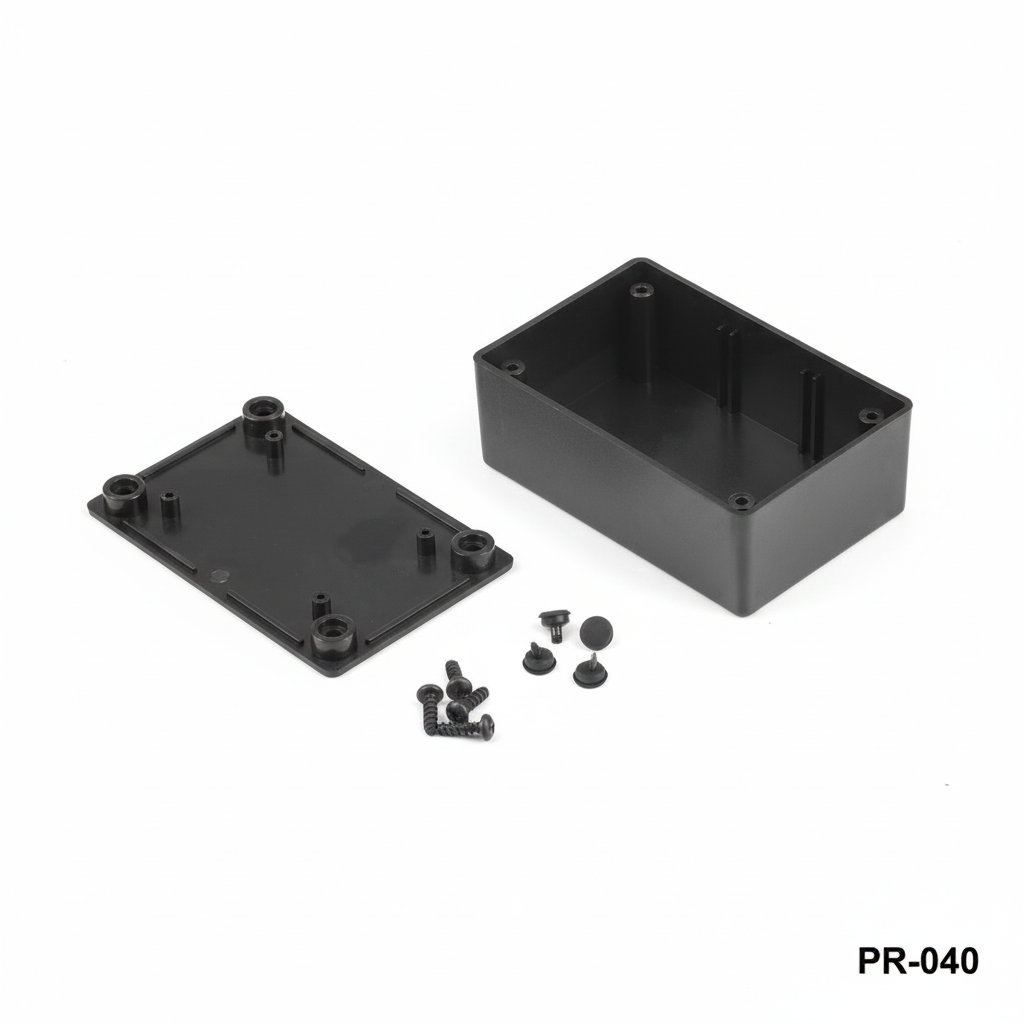 [PR-040-0-0-S-0] Caixa de plástico para projectos PR-040 (preto, sem orelha de montagem, HB)