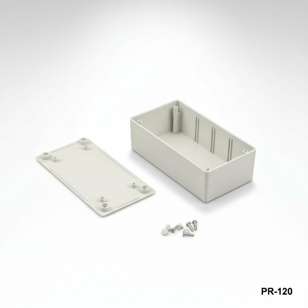 [PR-120-0-0-G-0] Contenitore di progetto in plastica PR-120 ( Grigio chiaro, senza orecchio di montaggio, HB)