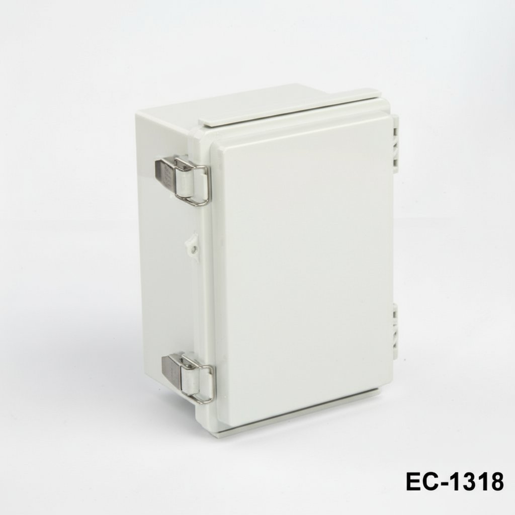 [EC-1318-0-0-G-0] EC-1318 IP-67 Kunststoffgehäuse ( Hellgrau , ABS , mit Montageplatte , flacher Deckel)