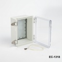 [EC-1318-C-0-G-0] Caixa de Plástico IP-65 EC-1318 (Cinza Claro, ABS, Sem Placa de Montagem, Tampa Transparente)