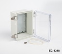 [EC-1318-C-0-G-0] EC-1318 Custodia in plastica IP-65 (grigio chiaro, ABS, senza piastra di montaggio, coperchio trasparente)