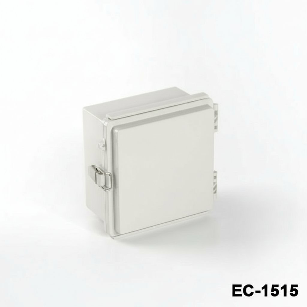 [EC-1515-0-0-G-0] Caixa de plástico IP-67 EC-1515 (Cinza claro, com placa de montagem, tampa plana)