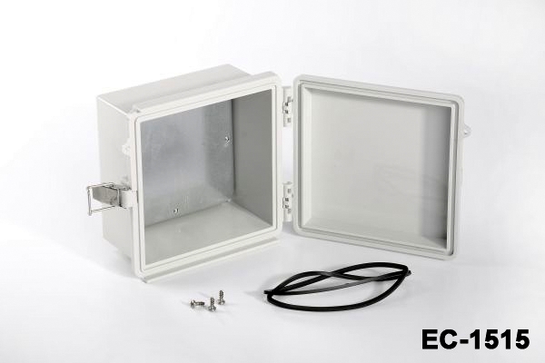 [EC-1515-0-0-G-0] EC-1515 IP-67 Custodia di plastica (grigio chiaro, piastra di montaggio W, coperchio piatto)