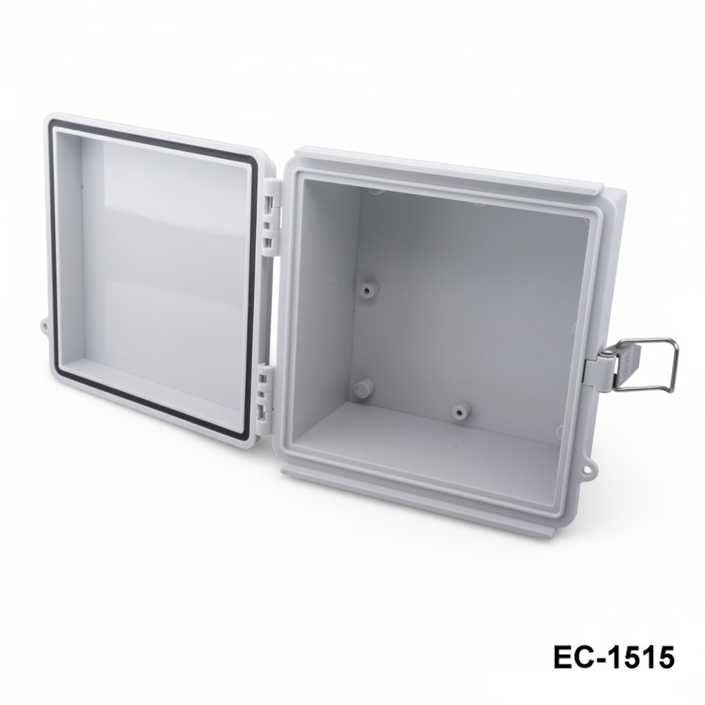 [EC-1515-0-0-G-A] EC-1515 IP-67 kunststof behuizing (lichtgrijs, ABS, zonder montageplaat, platte afdekking)
