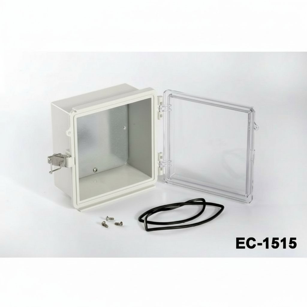 [EC-1515-C-0-G-0] EC-1515 IP-67 Custodia di plastica (grigio chiaro, piastra di montaggio W, coperchio piatto)