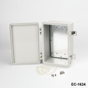 [EC-1624-11-0-G-G] EC-1624 IP-67 Kunststoffgehäuse ( Hellgrau , ABS , mit Montageplatte, flacher Deckel, Dicke 112mm)