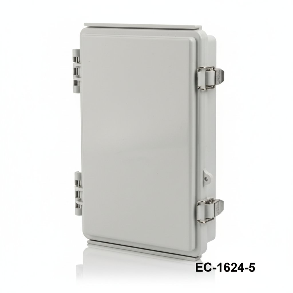 [EC-1624-5-0-G-G] EC-1624 IP-67 Kunststoffgehäuse (Hellgrau, ABS, mit Montageplatte, flacher Deckel, Dicke 53mm )