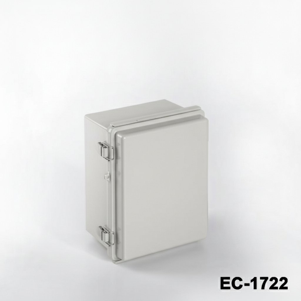 [EC-1722-0-0-G-0] EC-1722 IP-65 kunststof behuizing ( Lichtgrijs, ABS, met montageplaat en plat deksel, )