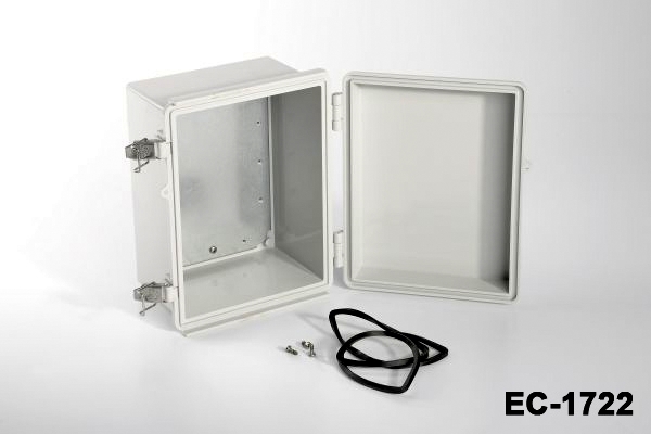 [EC-1722-0-0-G-0] EC-1722 IP-65 boîtiers plastiques ( Gris clair , ABS , avec plaque de montage , couvercle plate )
