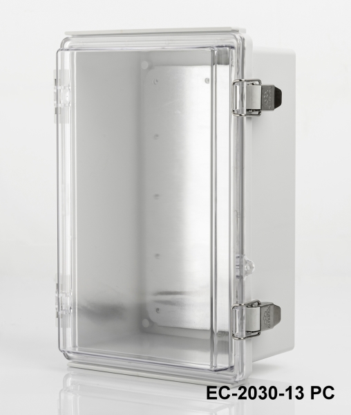 [EC-2030-13-0-G-C] EC-2030 Custodia in plastica IP-67 (Grigio chiaro, ABS, con piastra di montaggio, coperchio trasparente, spessore 130 mm)