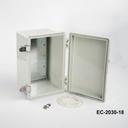 [EC-2030-18-0-G-0] Caixa de plástico IP-67 EC-2030 (Cinza claro, ABS, com placa de montagem, tampa plana, espessura 187 mm)