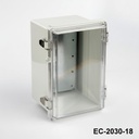 [EC-2030-18-0-G-C] EC-2030 Boîtiers en plastique IP-67 (Gris clair, ABS, avec plaque de montage, couvercle transparent, épaisseur 187 mm)