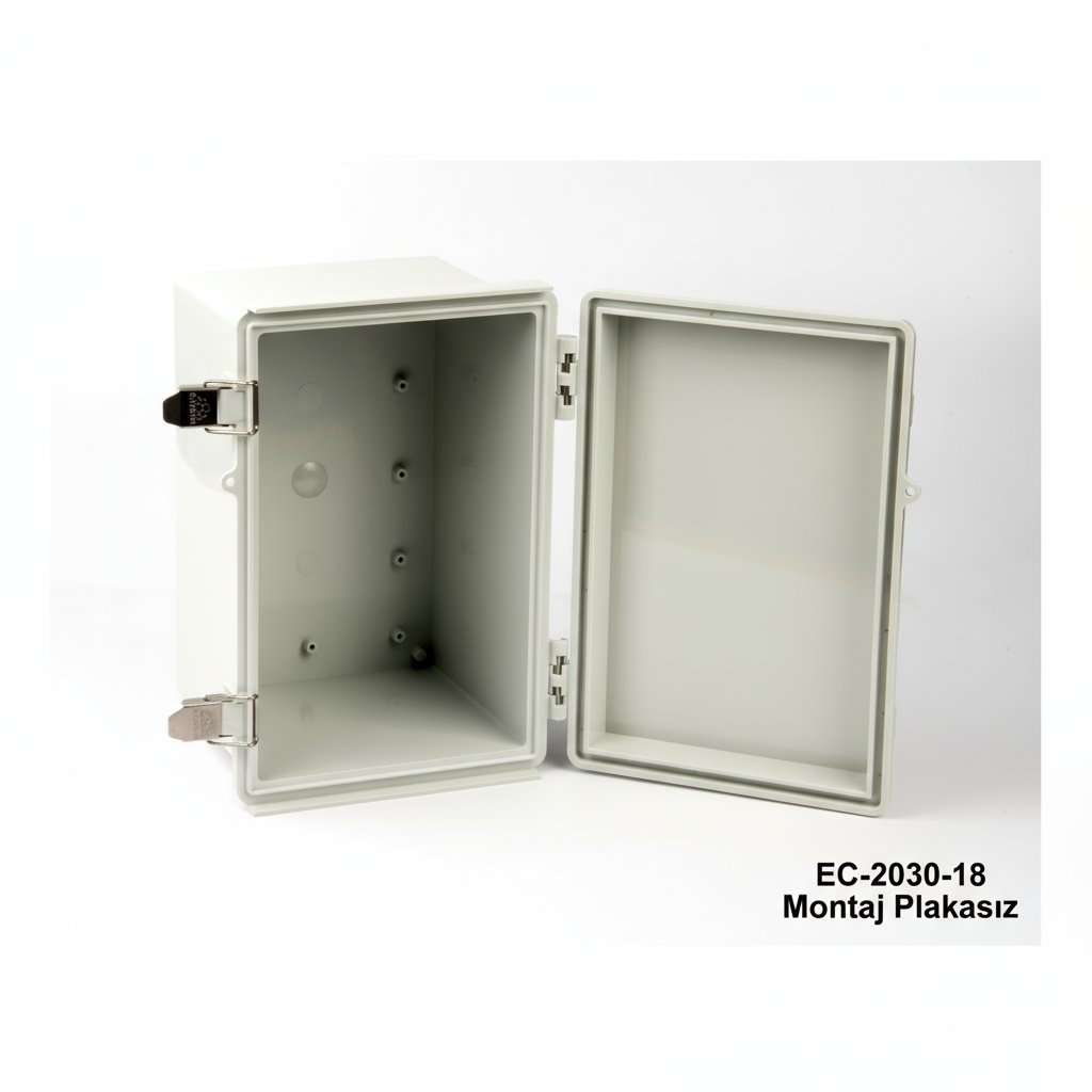 [EC-2030-18-A-G-0] EC-2030 IP-67 műanyag ház (világosszürke, ABS, szerelőlemez nélkül, lapos fedél , vastagság 187 mm)