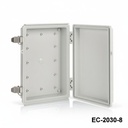 [EC-2030-18-A-G-0] Пластмасов корпус EC-2030 IP-67 (светлосив, ABS, без монтажна плоча, плосък капак , дебелина 80 мм)