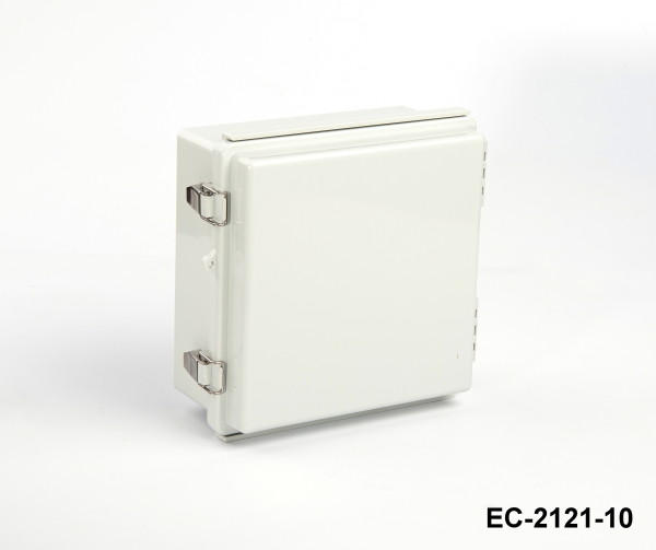 [EC-2121-10-0-G-0] EC-2121 IP-67 Kunststoffgehäuse ( Hellgrau , ABS, mit Montageplatte , flacher Deckel , Dicke 100 mm)