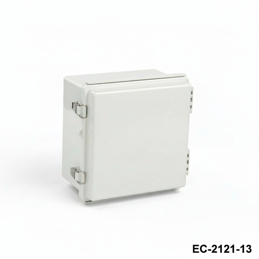 [EC-2121-13-0-G-0] EC-2121 Custodia in plastica IP-65 (grigio chiaro, ABS, con piastra di montaggio, coperchio piatto, spessore 130 mm)