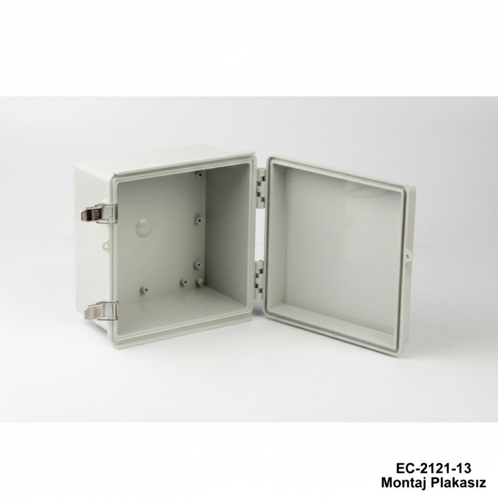 [EC-2121-13-0-G-A] EC-2121 Boîtiers plastiques IP-65 (Gris clair, ABS, sans plaque de montage, couvercle plat, épaisseur 130 mm )