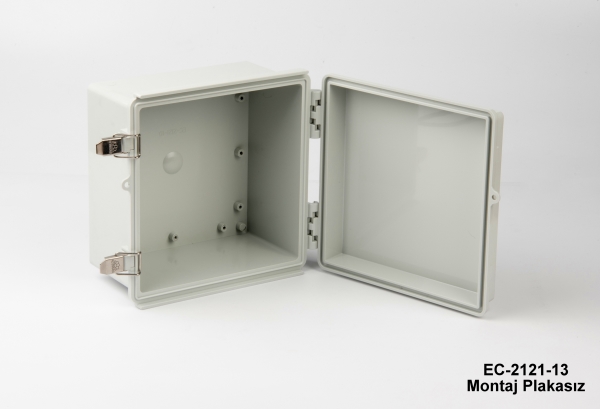[EC-2121-13-0-G-A] EC-2121 IP-65 Kunststoffgehäuse (Hellgrau, ABS, ohne Montageplatte, flacher Deckel, Dicke 130 mm )