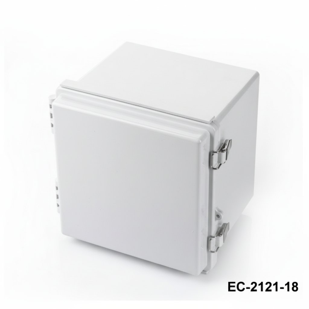 [EC-2121-18-0-G-0] EC-2121 Custodia in plastica IP-65 (grigio chiaro, ABS, con piastra di montaggio, coperchio piatto, spessore 180 mm)