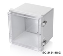 [EC-2121-18-0-G-C] EC-2121 IP-65 プラスチックエンクロージャ (ライトグレー , ABS , W取付耳 , 透明カバー , 厚さ180mm)