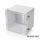 [EC-2121-18-0-G-C] EC-2121 IP-65 műanyag ház (világosszürke , ABS , W szerelőfül , átlátszó fedél, vastagság 180 mm)