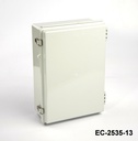 [EC-2535-13-0-G-0] Caja de plástico EC-2535 IP-67 ( Gris claro, ABS, con placa de montaje, tapa plana, grosor 130 mm)