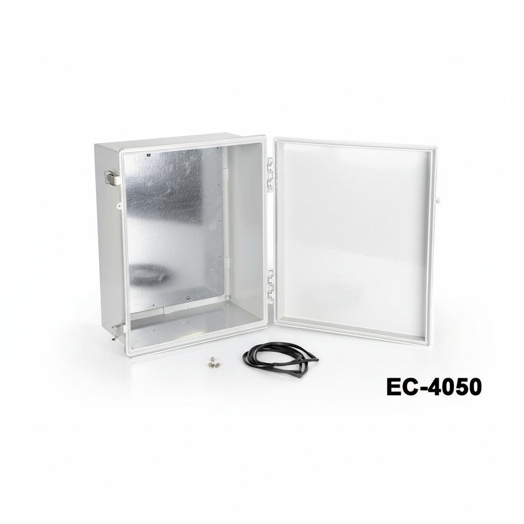 [EC-4050-0-0-G-0] EC-4050 Boîtiers plastiques IP-67 ( Gris clair ,ABS ,avec plaque de montage , couvercle plate )