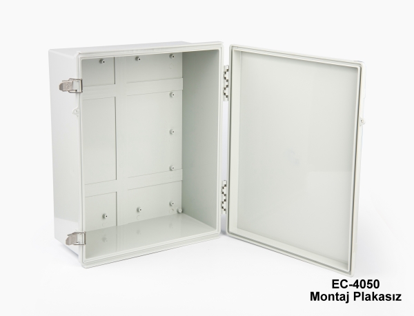 [EC-4050-0-0-G-A] EC-4050 Custodia in plastica IP-65 (grigio chiaro, ABS, senza piastra di montaggio, coperchio piatto)