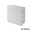 [EC-3535-15-G-G-G-0] EC-3535 csuklós IP-67 műanyag szekrények ( világosszürke , ABS , szerelőlemezzel , lapos fedéllel , vastagság 150 mm)
