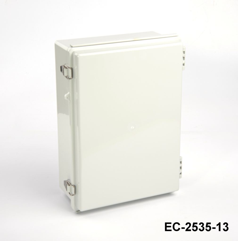 [EC-2535-13-0-G-0] EC-2535 IP-67 Plastik Pano (Açık Gri, ABS, Montaj Plakalı, Düz Kapak, Kalınlık 130mm)