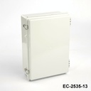 [EC-2535-13-0-G-0] EC-2535 IP-67 Plastik Pano (Açık Gri, ABS, Montaj Plakalı, Düz Kapak, Kalınlık 130mm)
