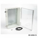 [EC-2535-13-0-G-C] EC-2535 IP-67 Plastik Pano (Açık Gri, ABS, Montaj Plakalı, Şeffaf Kapak, Kalınlık 130mm)+