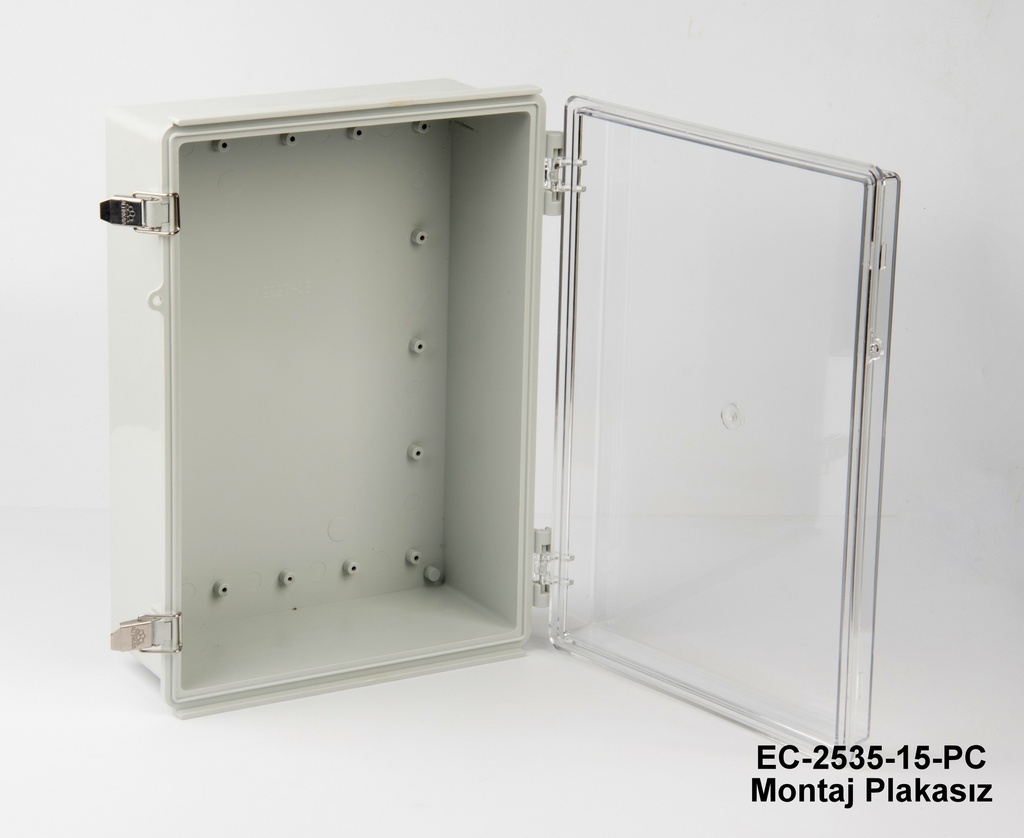 [EC-2535-15-A-G-C] EC-2535 IP-67 Plastik Pano (Açık Gri, ABS, Montaj Plakasız, Şeffaf Kapak, Kalınlık 150mm)