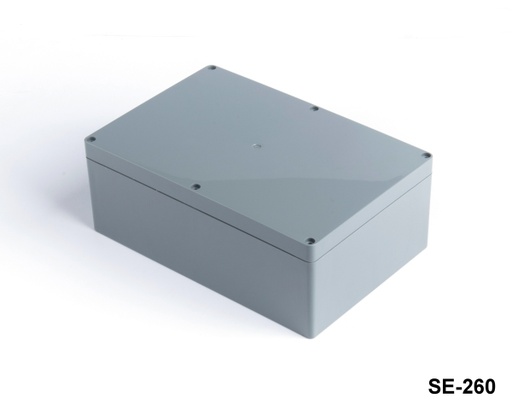 [SE-260-0-0-D-0] Caja de plástico para uso industrial SE-260 IP-67 (Gris oscuro, Cubierta plana, HB)