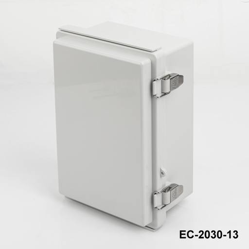 [EC-2030-13-0-G-0] Armários de plástico com dobradiças EC-2030 IP-67 (Cinzento claro, ABS, com placa de montagem, Tampa plana, Espessura 130 mm)